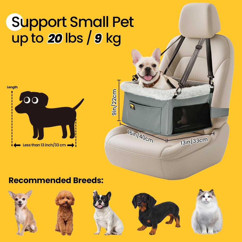Dog Car Seat Booster Steel Frame Grey X475269