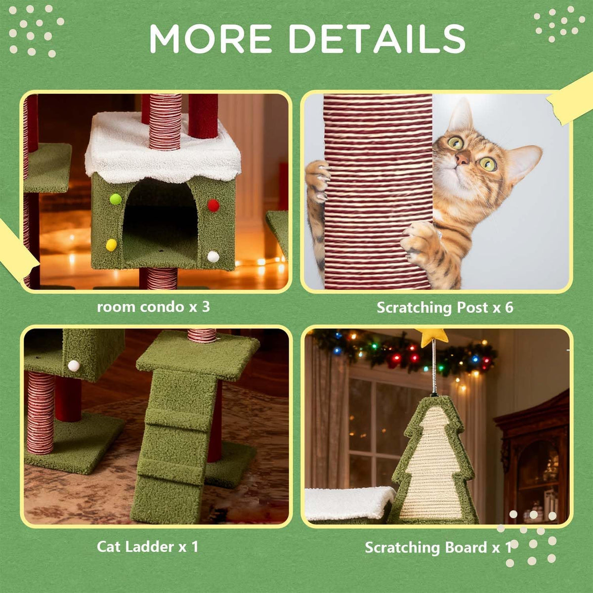 70.8" Cat Tree Tower with Scratching Post & Ladder S682