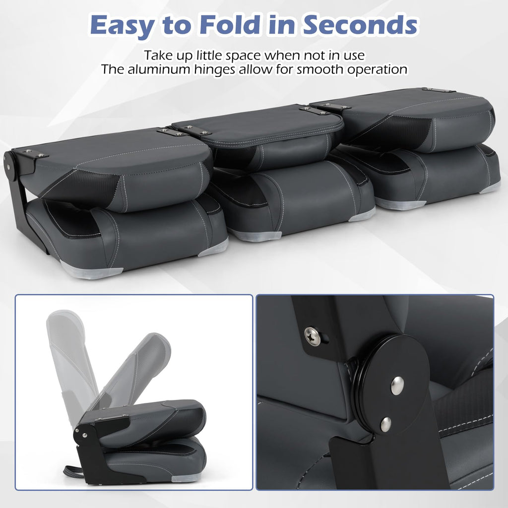 3-Pack Folding Boat Seats with 28D Sponge Padding W78184