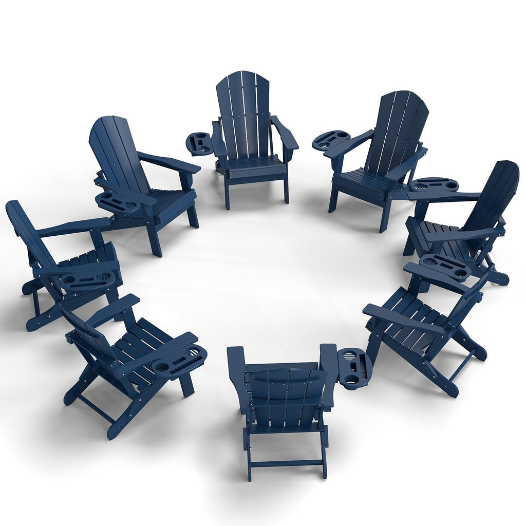 Folding Adirondack Chair Set of 8 with Cup Holder F751625