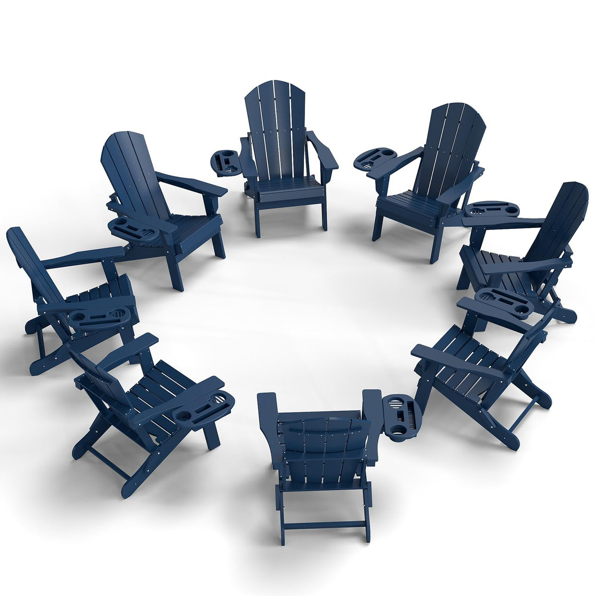Folding Adirondack Chair Set of 8 with Cup Holder F751625