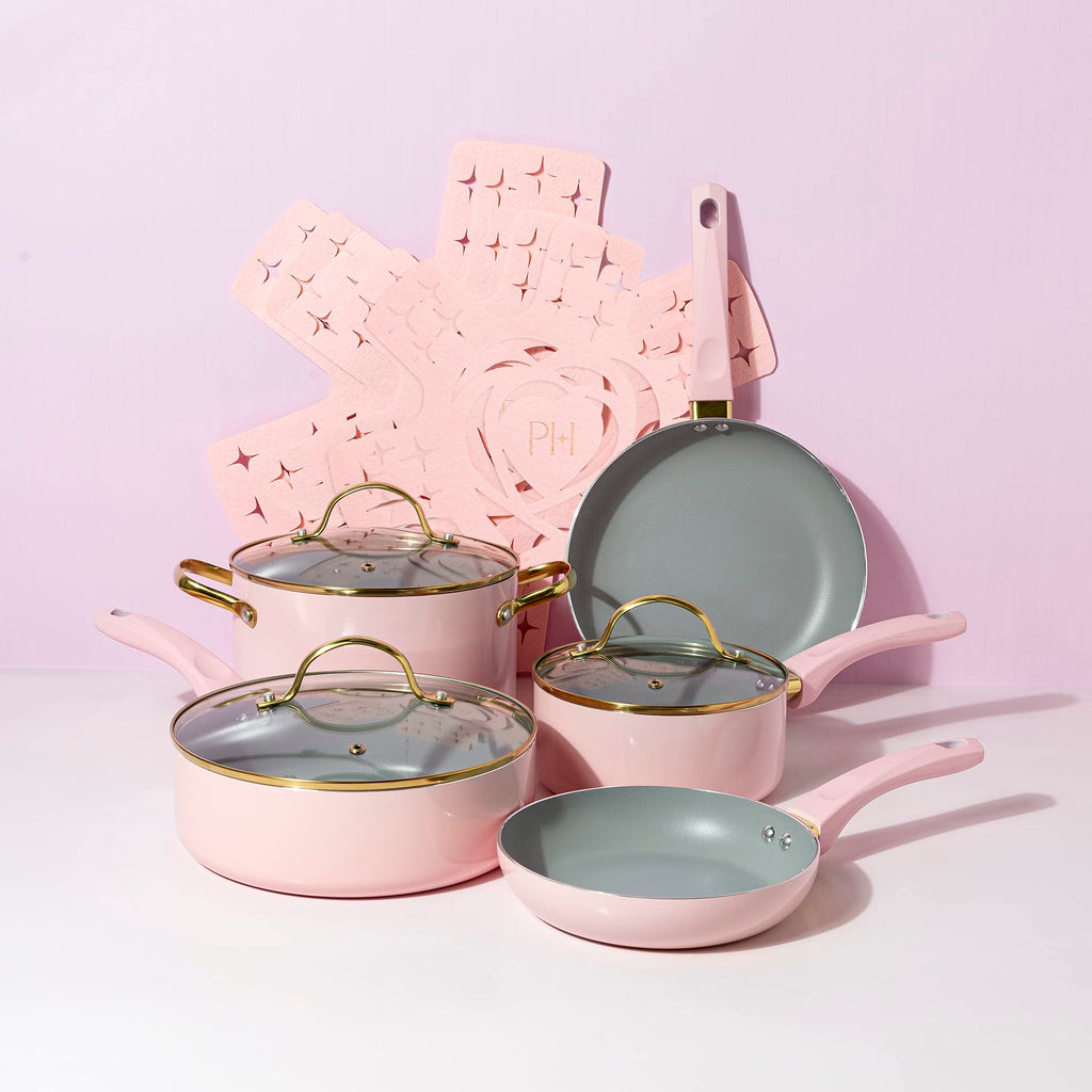 12 Piece Pink Nonstick Cookware Set F84090