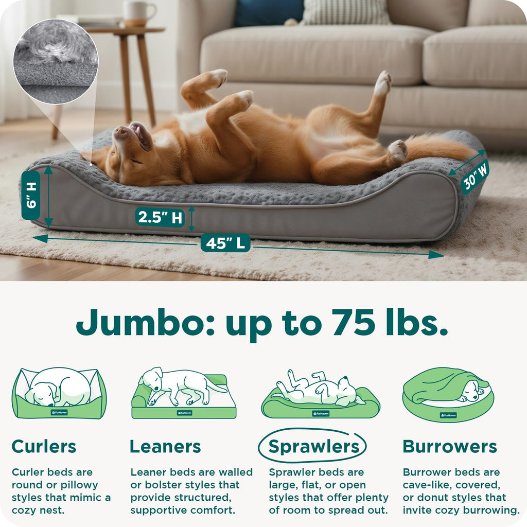 XL Plush Suede Orthopedic Dog Bed D3497