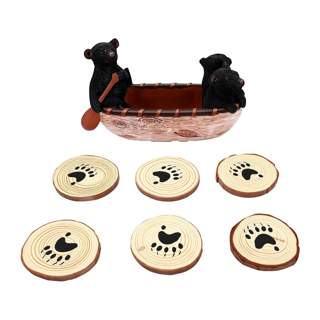 Black Bear Coaster Set with Canoe Holder N589855