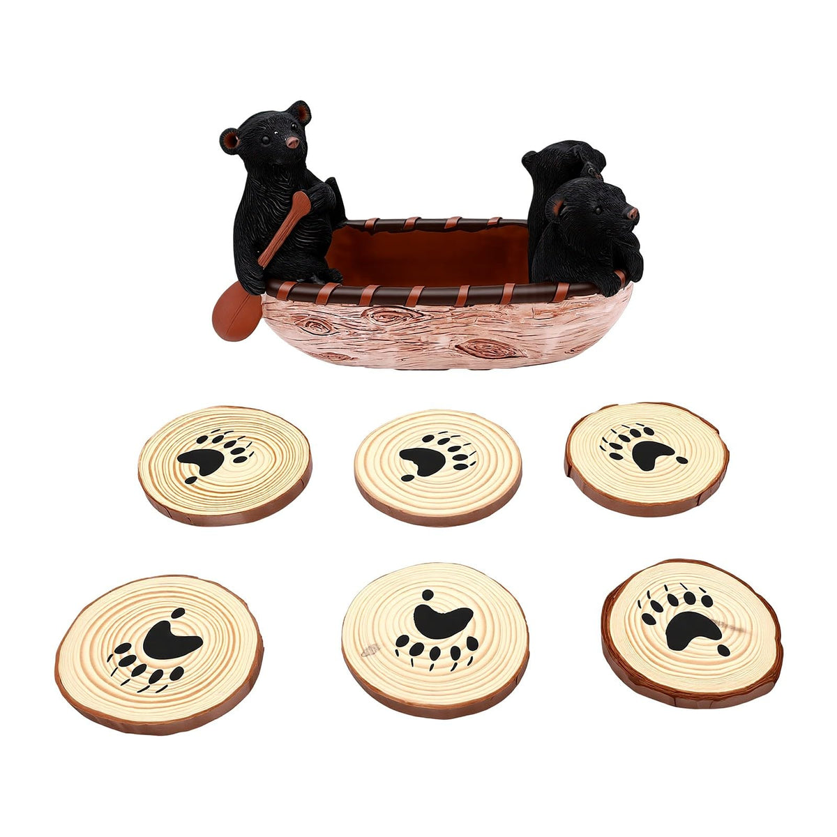Black Bear Coaster Set with Canoe Holder N589855