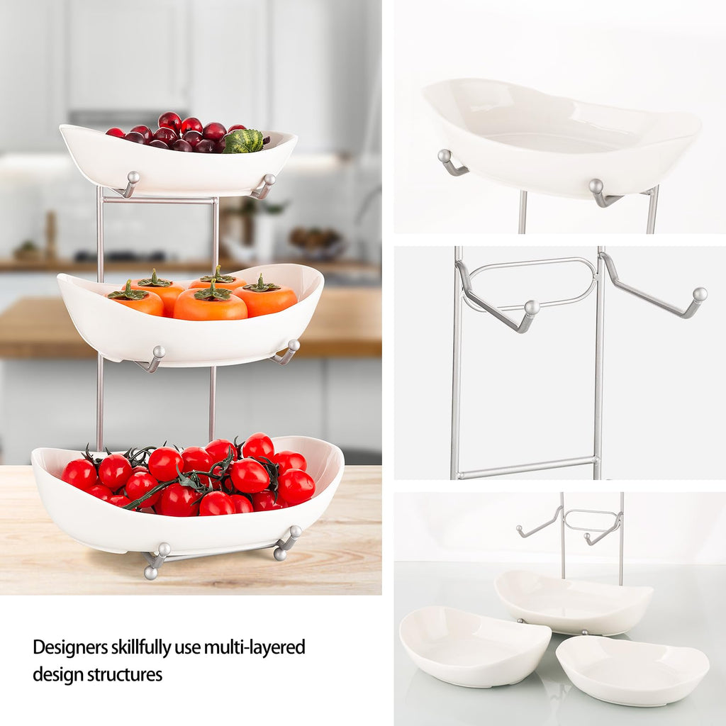 3 Tier Ceramic Fruit Basket with Holder R4680