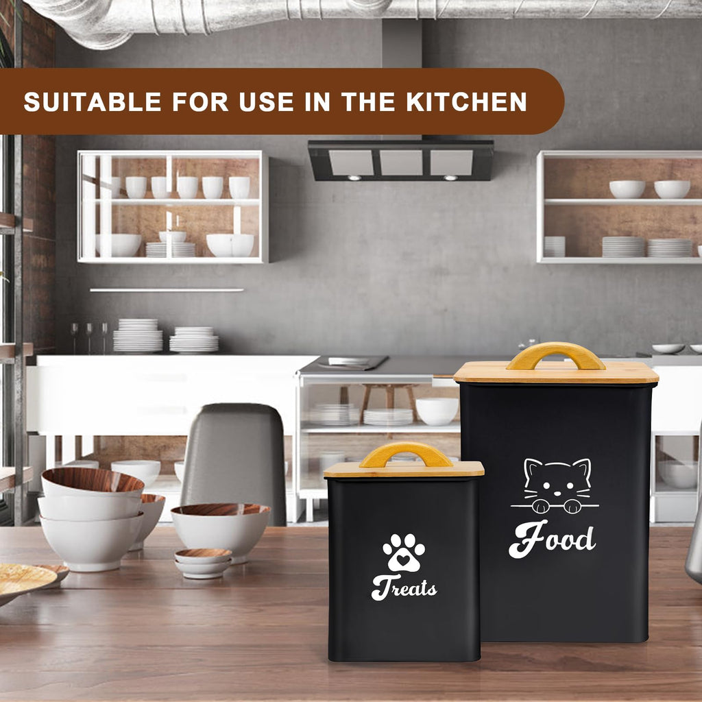 Black Airtight Cat Food Storage Container with Scoop Q83339