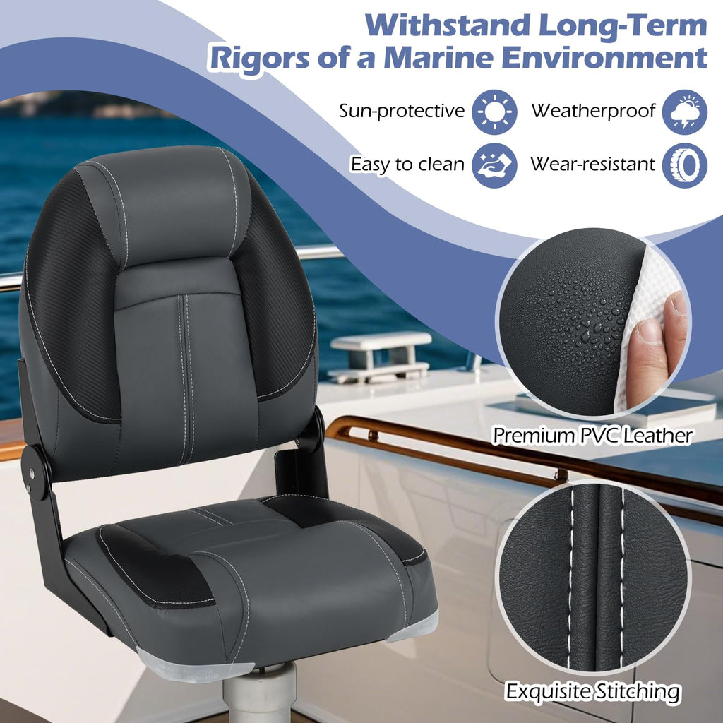 3-Pack Folding Boat Seats with 28D Sponge Padding W78184