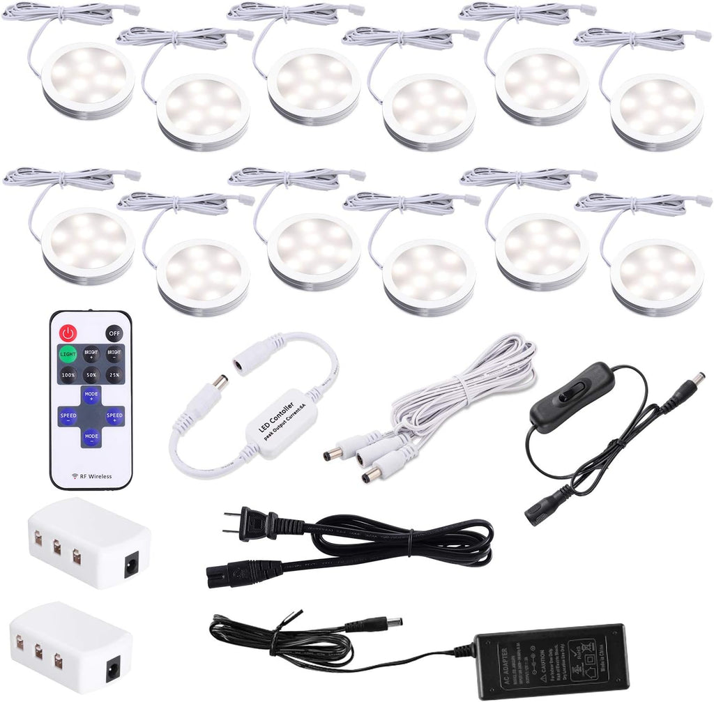 12 kit Warm White Plug in LED Puck Lights with Remote Control E235