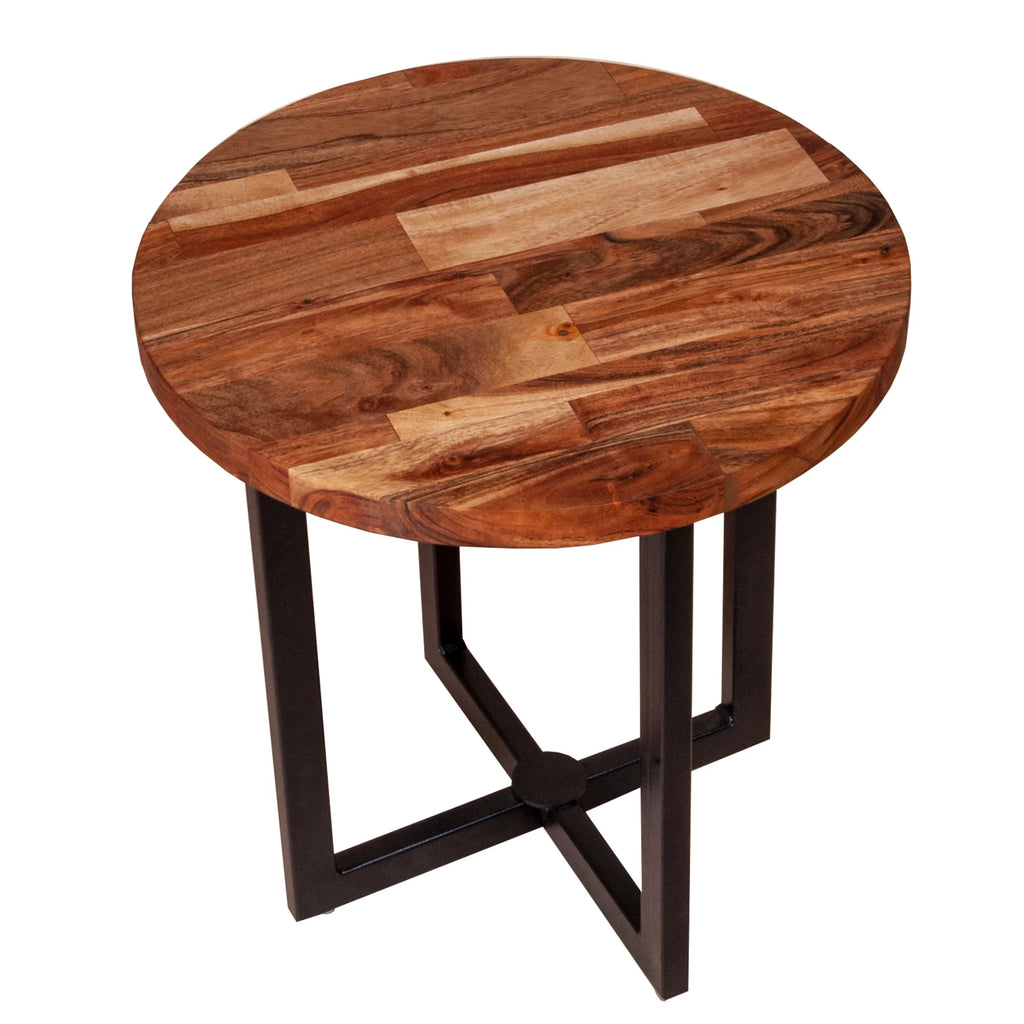 18 Inch Round Acacia Wood Side Table K488