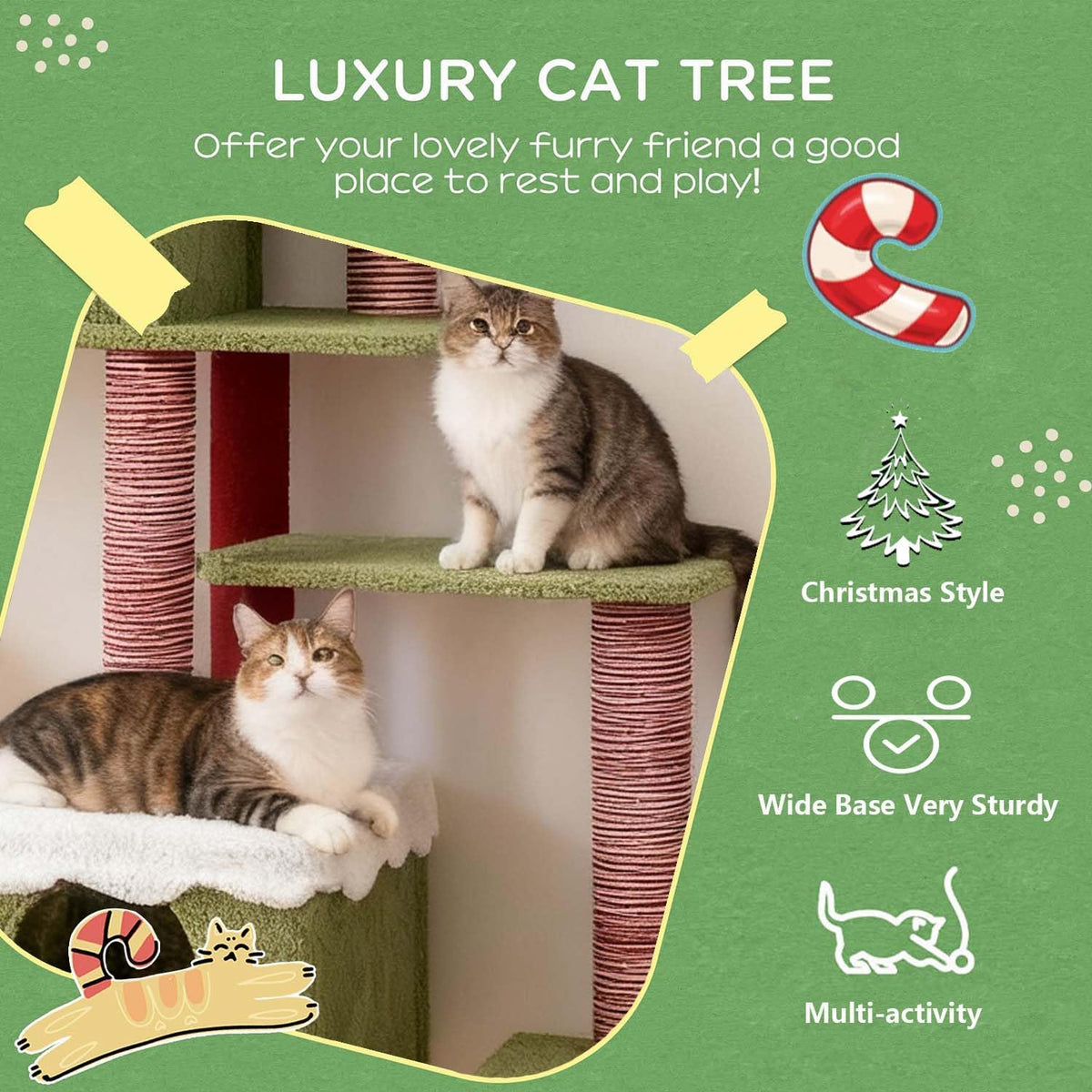 70.8" Cat Tree Tower with Scratching Post & Ladder S682