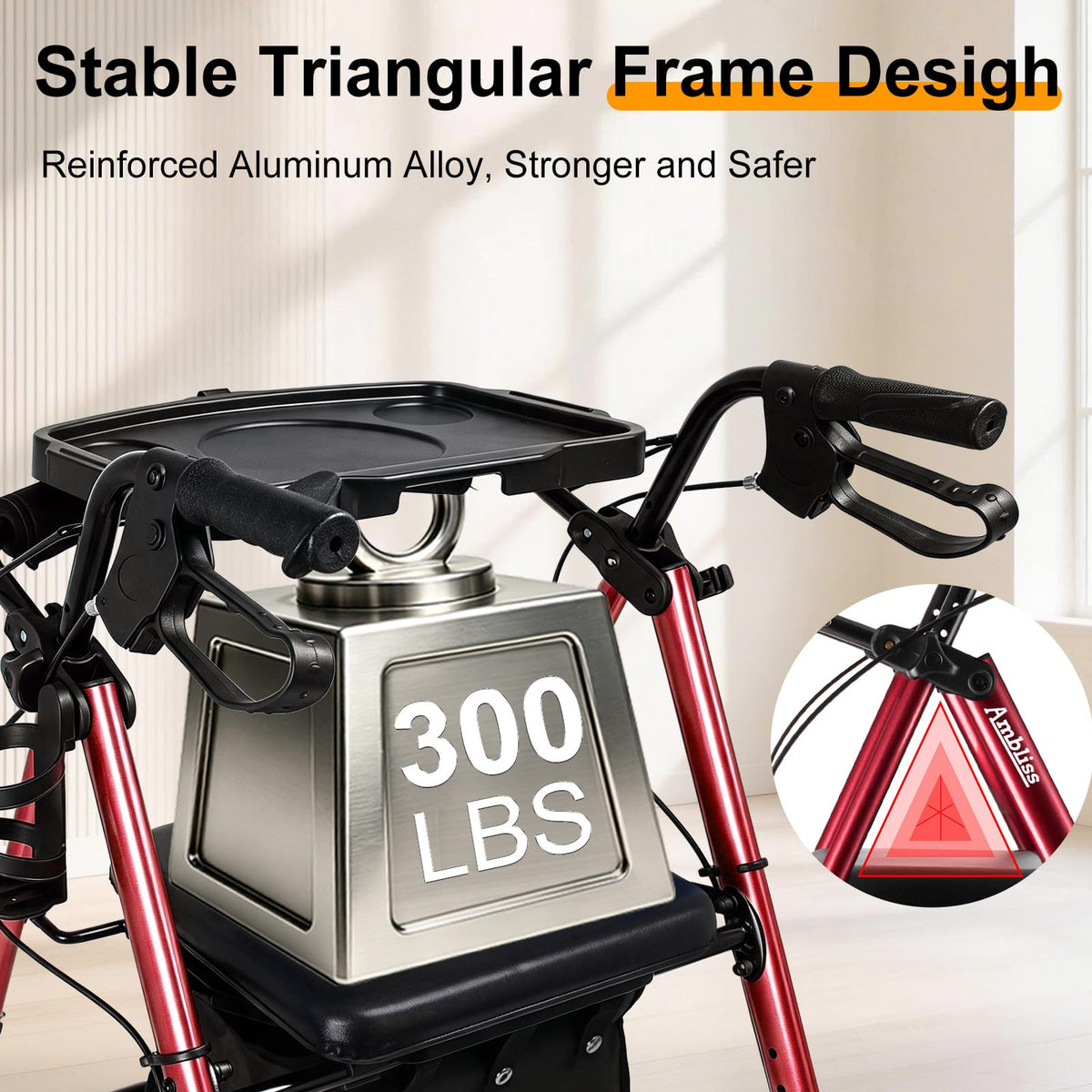 Foldable Rollator Walker with Seat & Tray K716