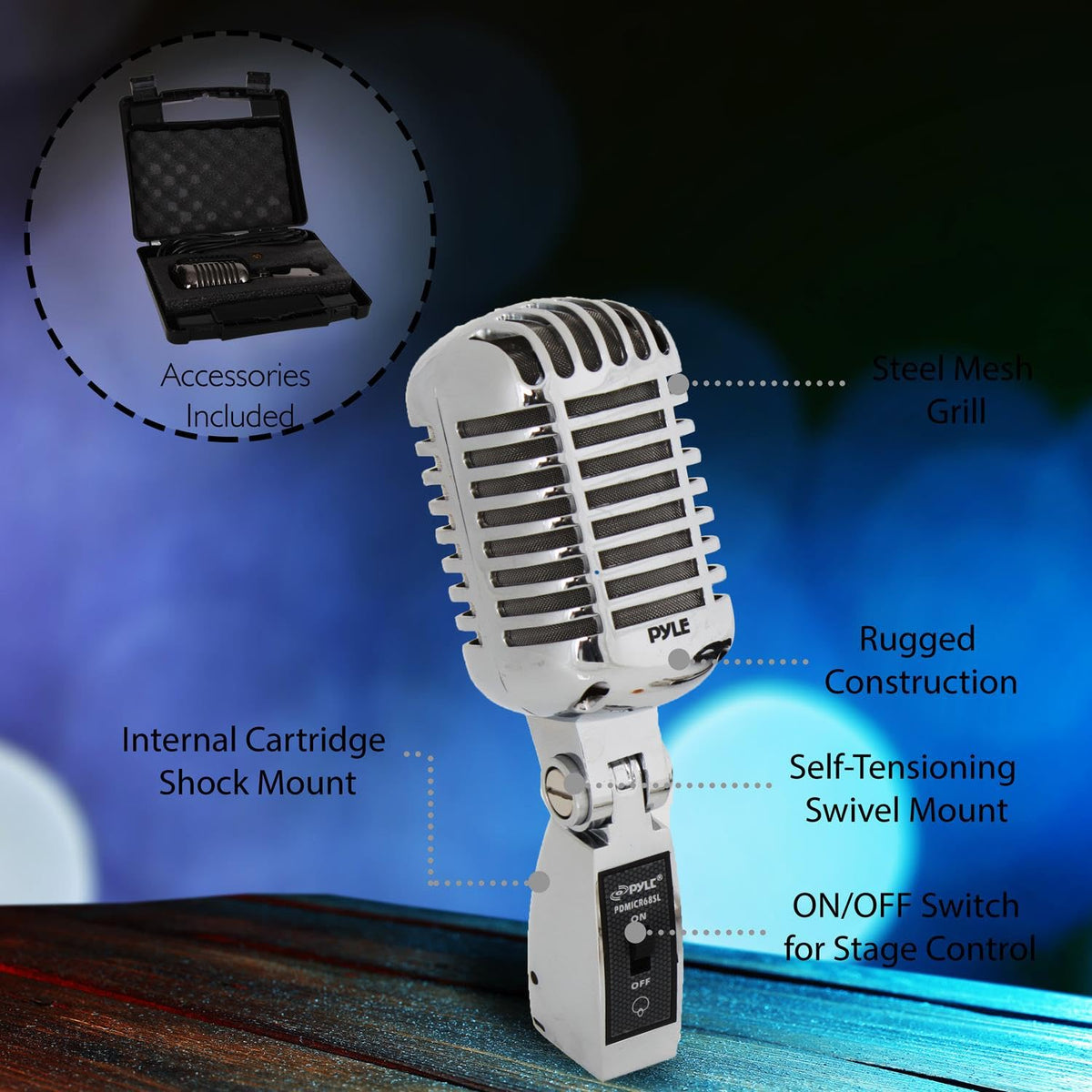 Silver Retro Dynamic Vocal Microphone Q755