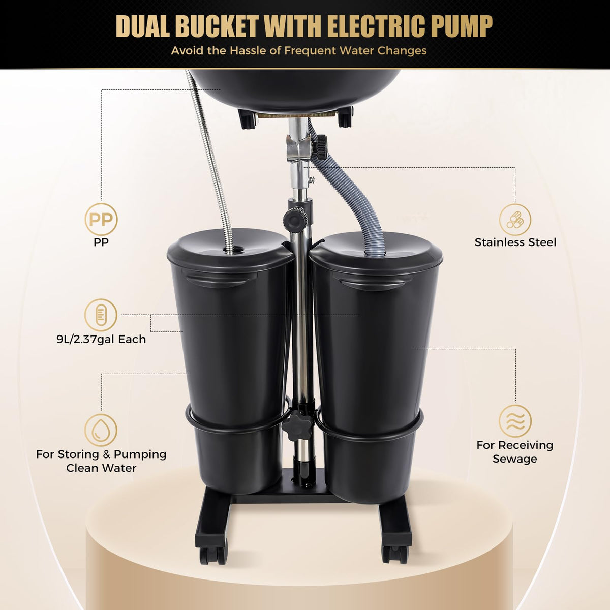 Portable Shampoo Bowl with Electric Pump J187