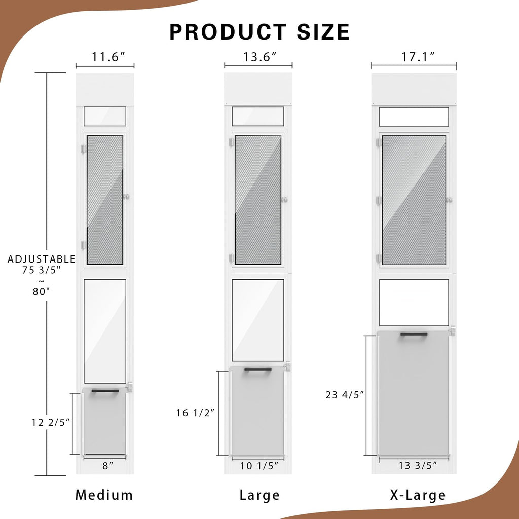 Adjustable Height Sliding Glass Door Dog Door Z3318