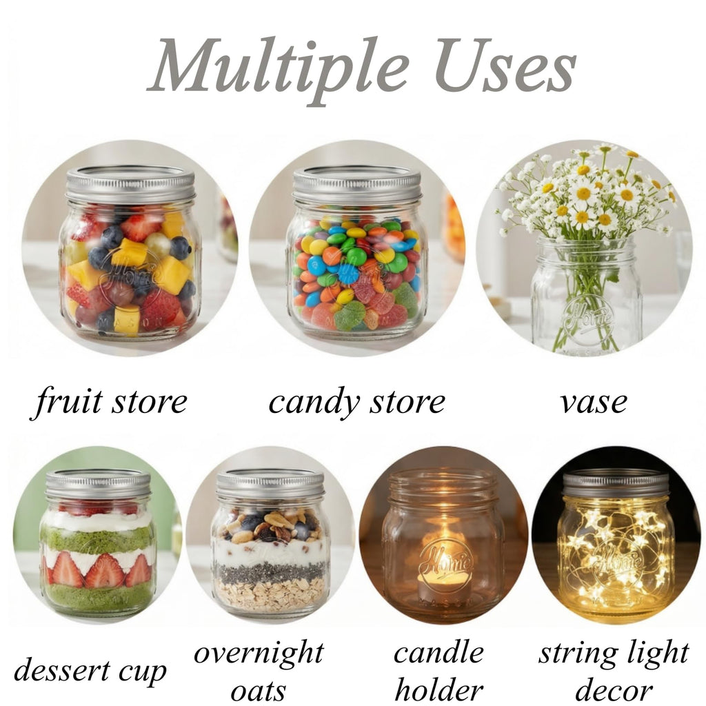 12 Pack 16Oz Wide Mouth Glass Mason Jars with Airtight Lids R200800