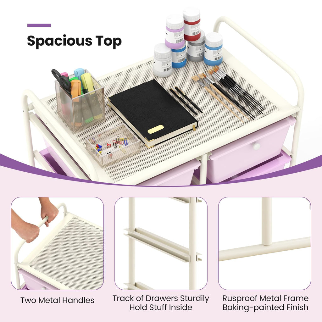 10 Drawer Rolling Storage Cart with Metal Frame K569