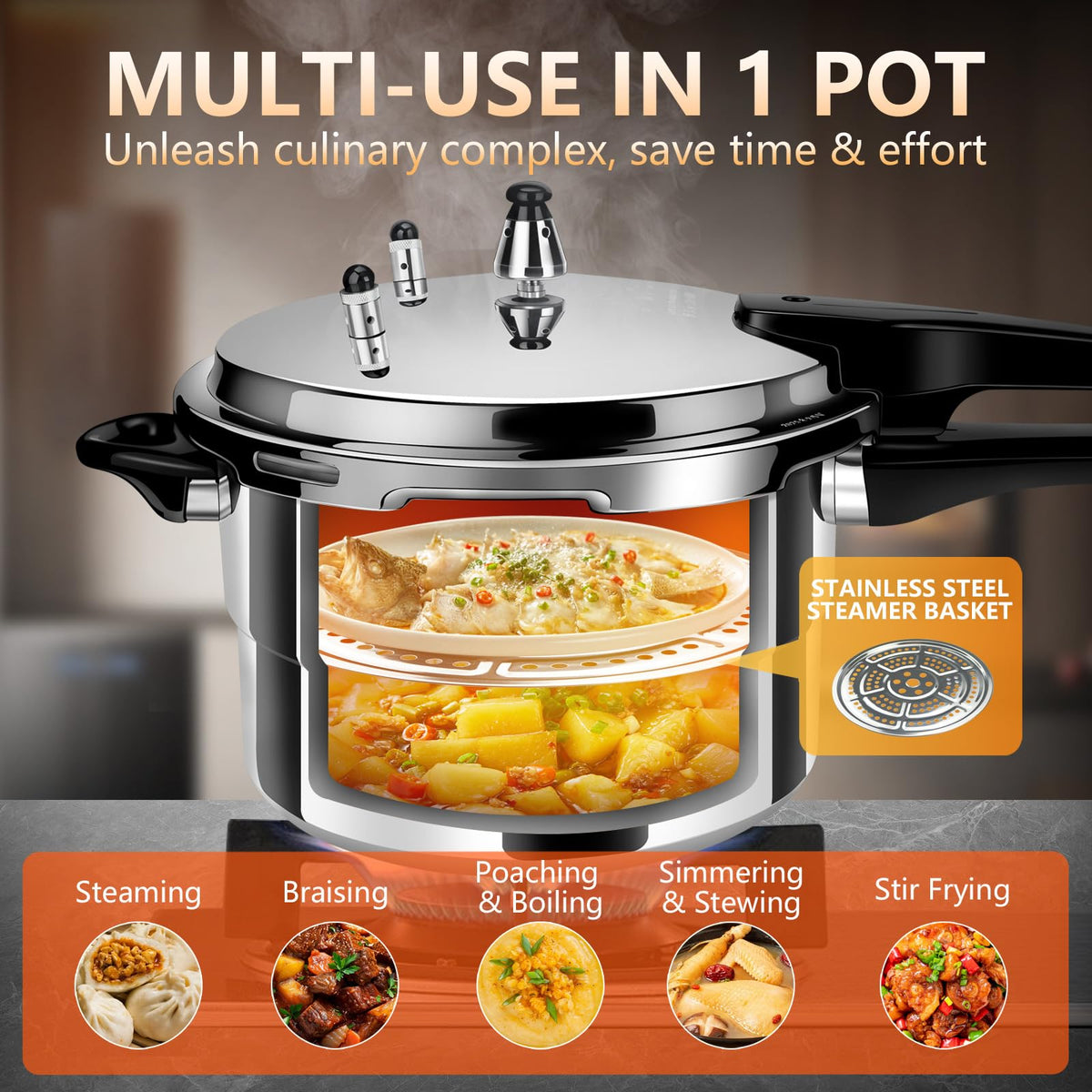 4.23 Quart Aluminum Stovetop Pressure Cooker M24676