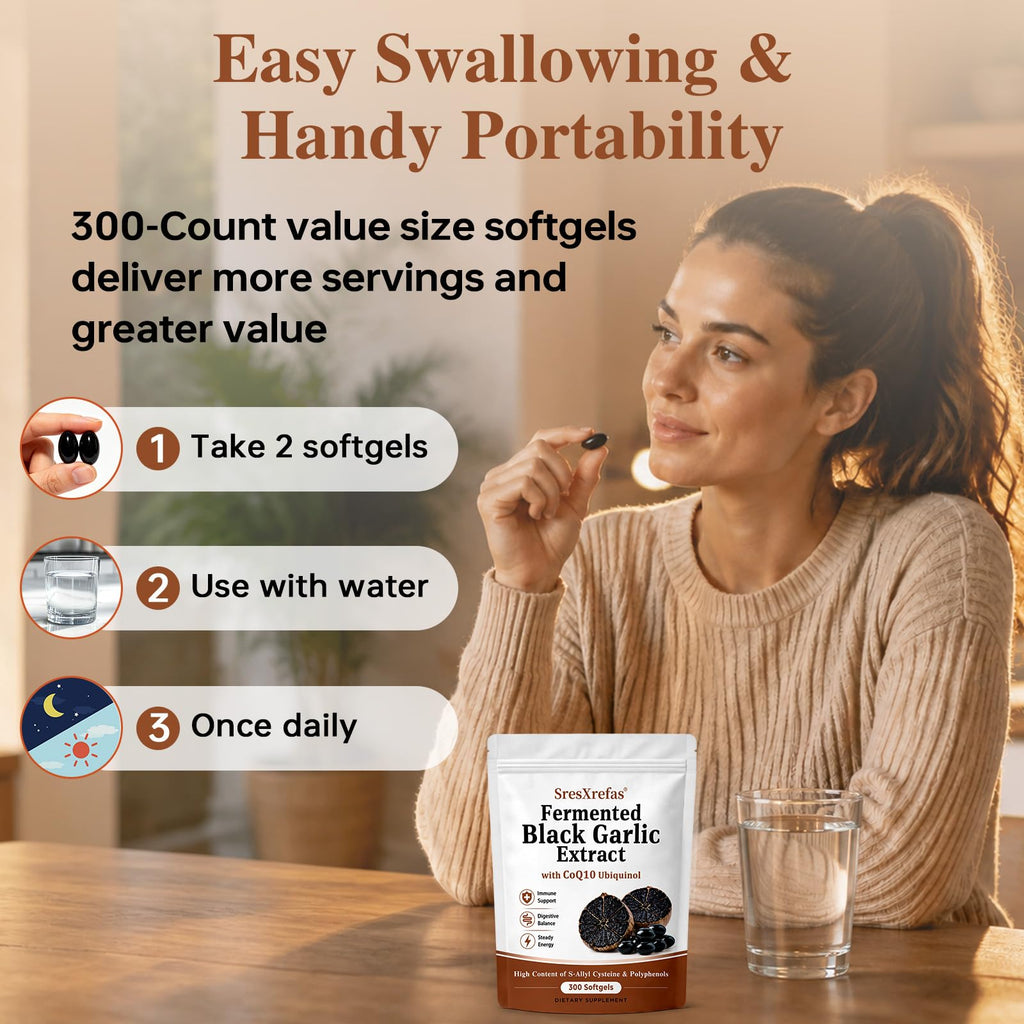 Black Garlic Extract with CoQ10, 300 Softgels I836