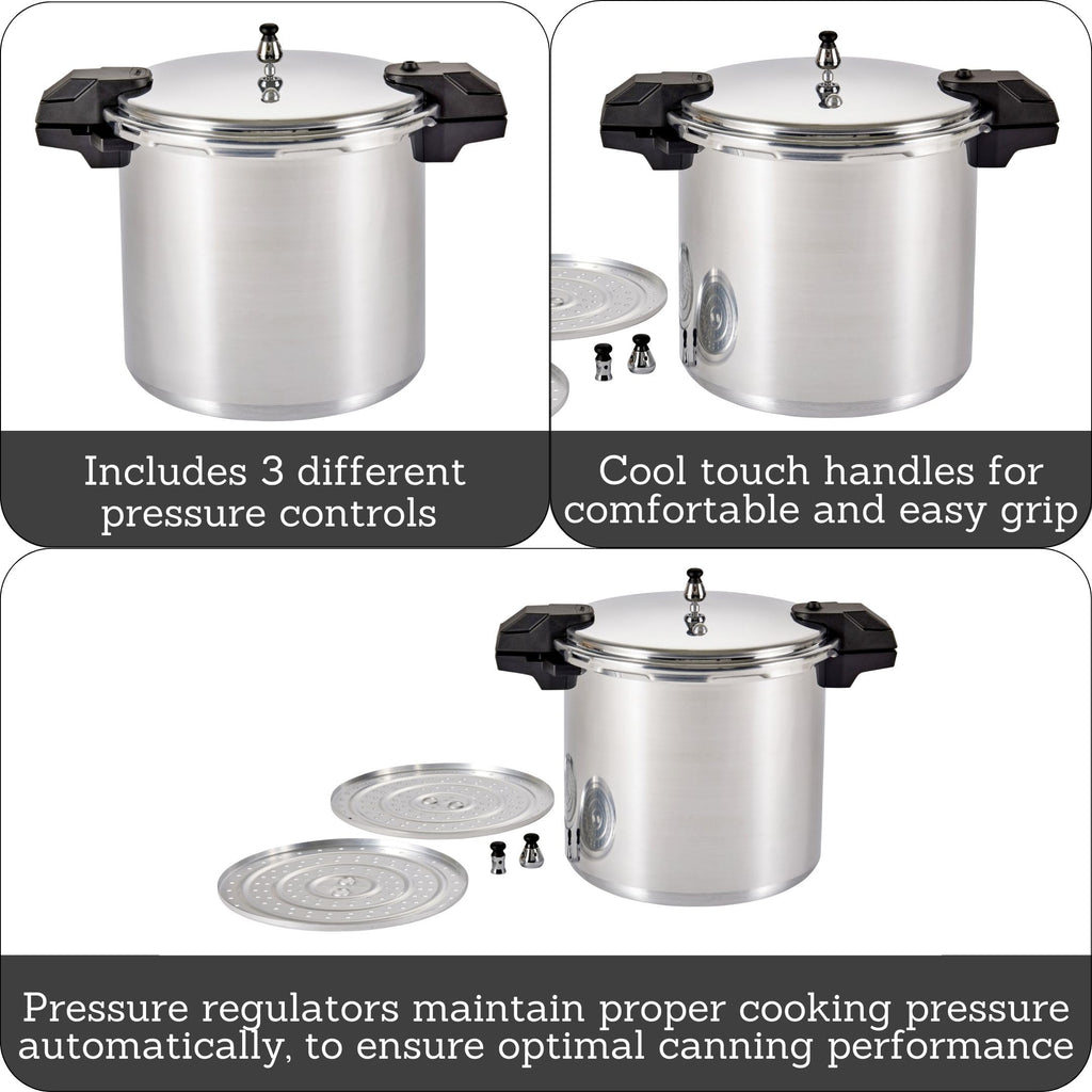 22 Qt Aluminum Pressure Canner with 3 Regulators D27608