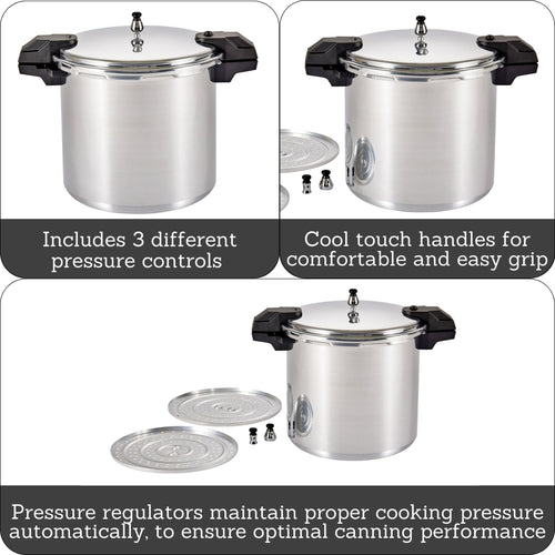 22 Qt Aluminum Pressure Canner with 3 Regulators D27608