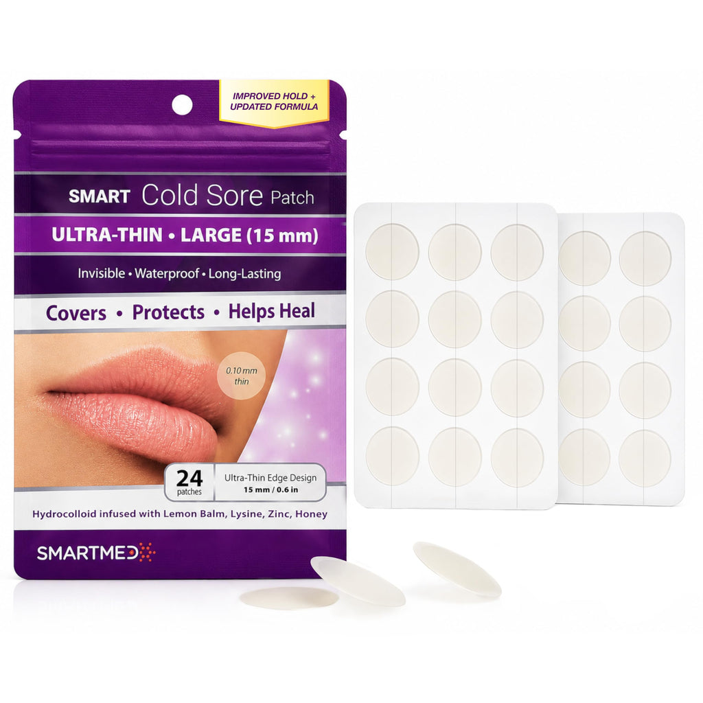15 mm Hydrocolloid Cold Sore Patches with Lysine, Honey, Zinc & Lemon Balm, 24 Count R591722