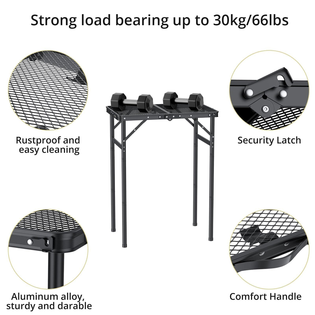 2ft Folding Camping Grill Table Black X906