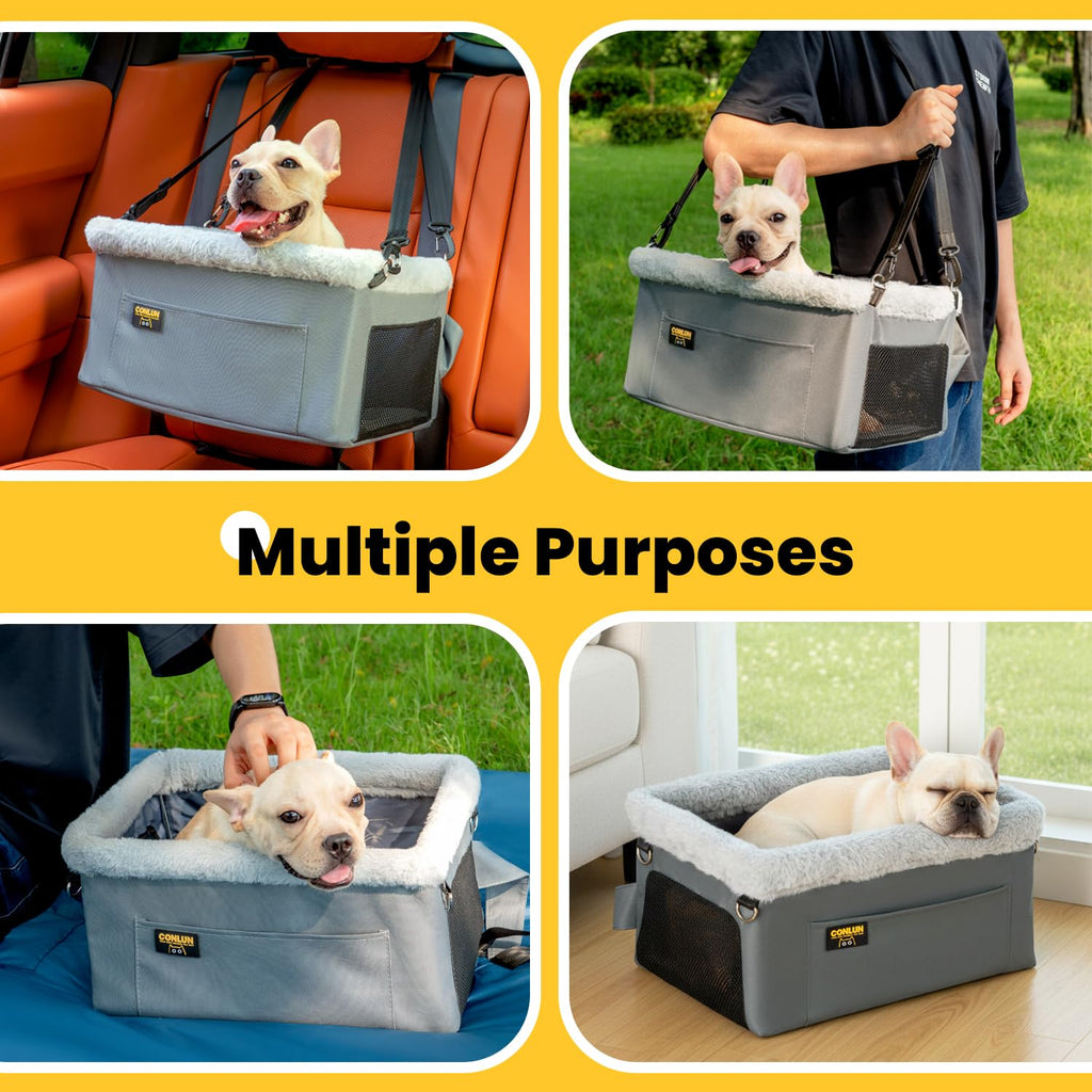 Dog Car Seat Booster Steel Frame Grey X475269