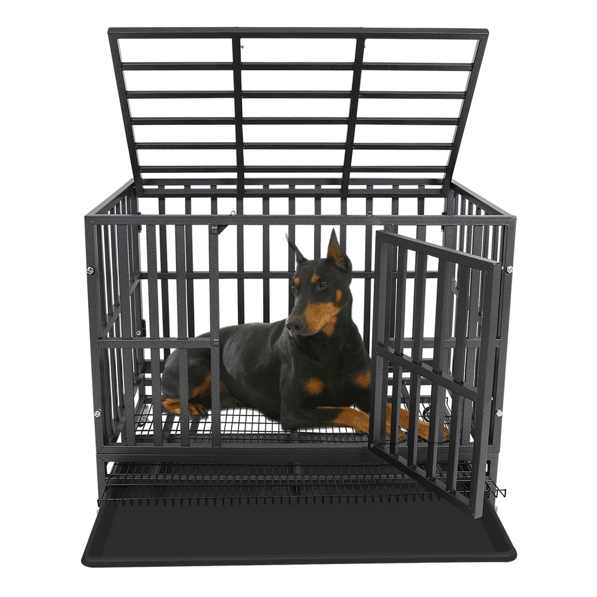 37" Heavy Duty Metal Dog Crate with Removable Tray C2941