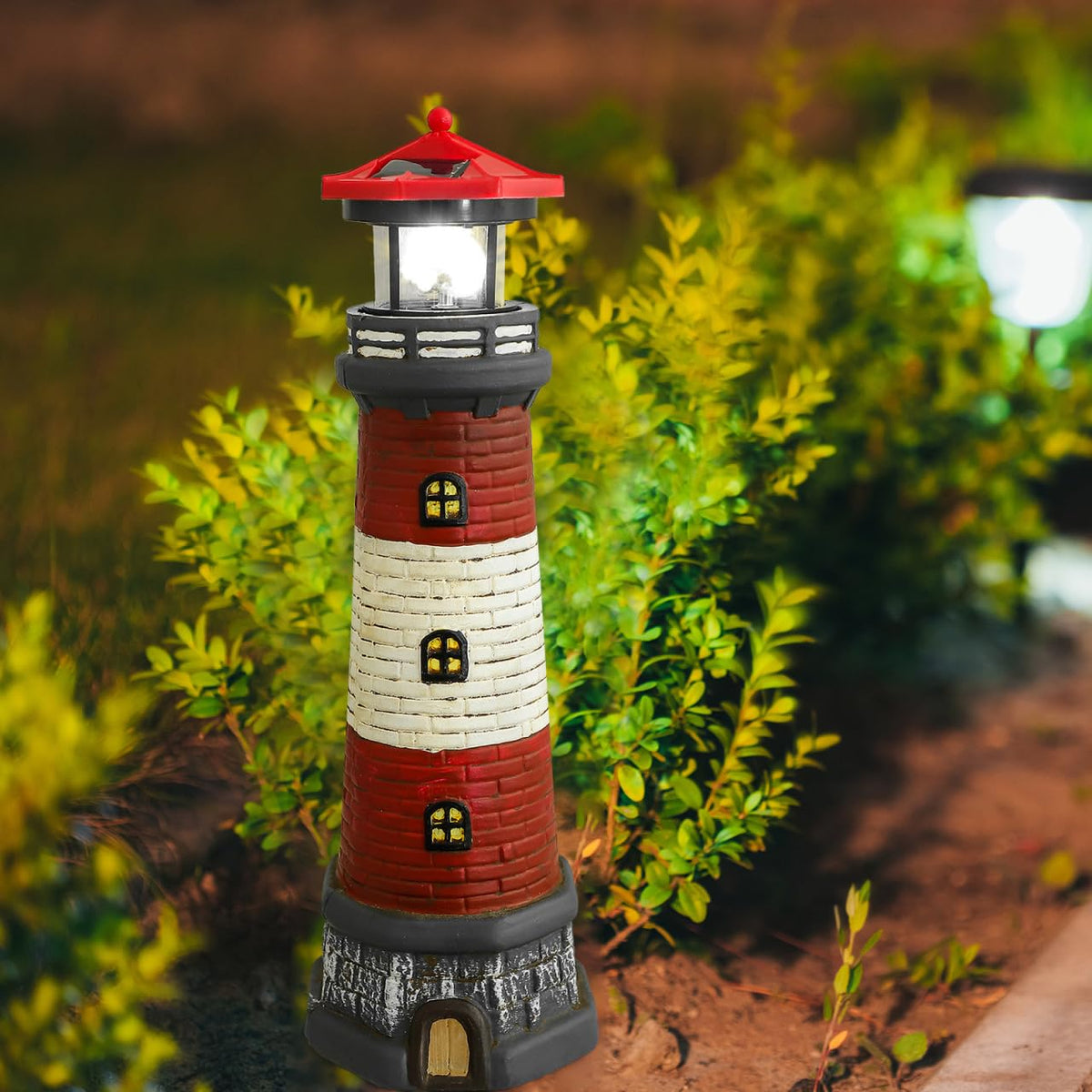Solar Powered Lighthouse Statue Garden Decor A39240