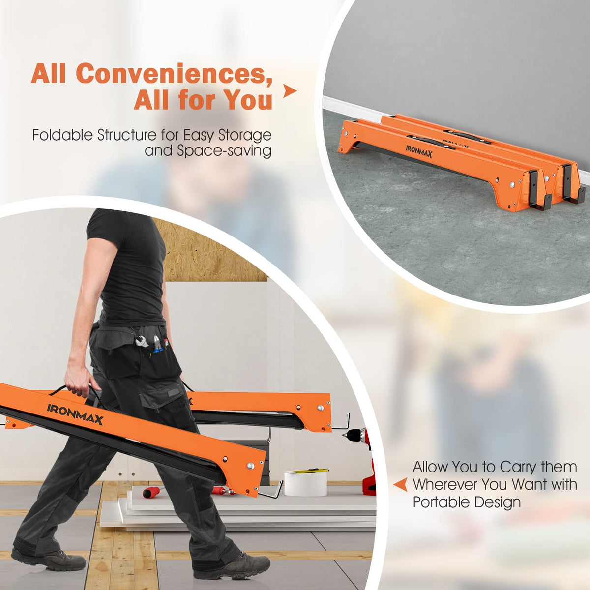 Folding Saw Horses 2 Pack 2644 LBS Capacity with Hooks F5096