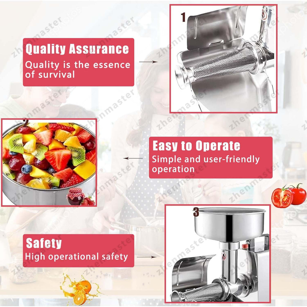 450W Stainless Steel Electric Tomato Strainer W26425