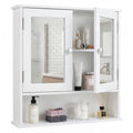 Wall Mounted Mirror Medicine Cabinet with Doors and Shelves J48929
