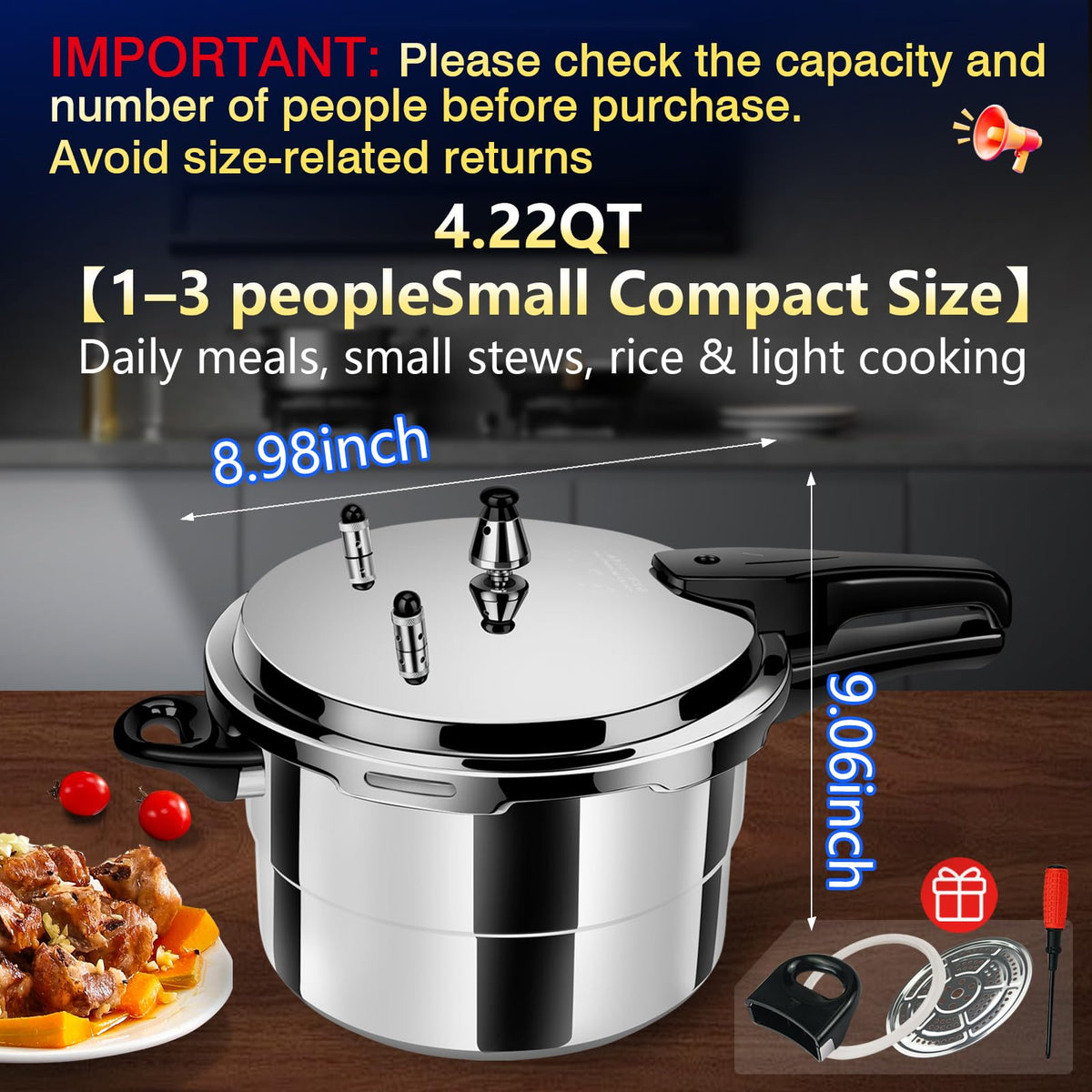 4.23 Quart Aluminum Stovetop Pressure Cooker M24676