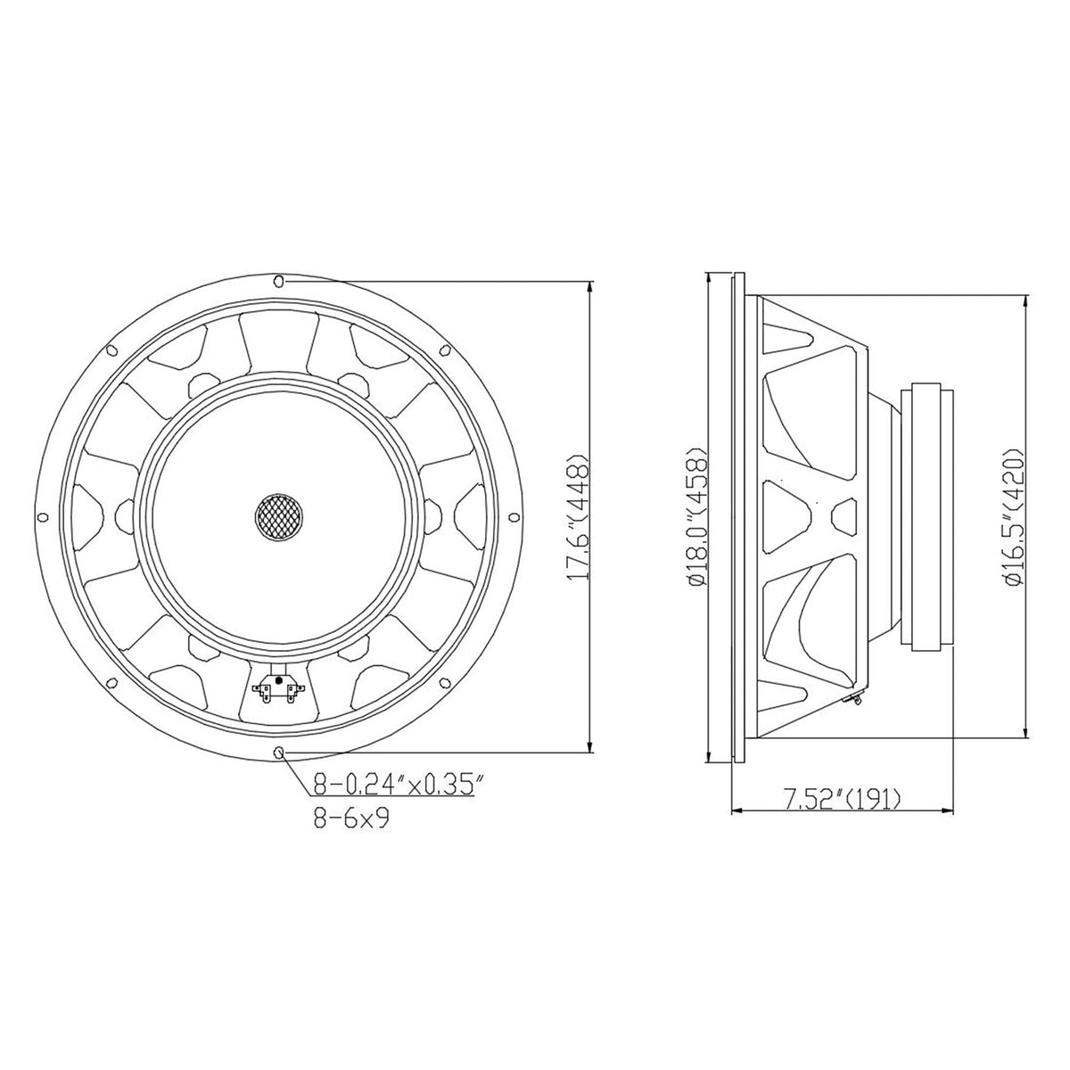 18” 800W Raw Woofer Speaker with 4" Voice Coil H921924