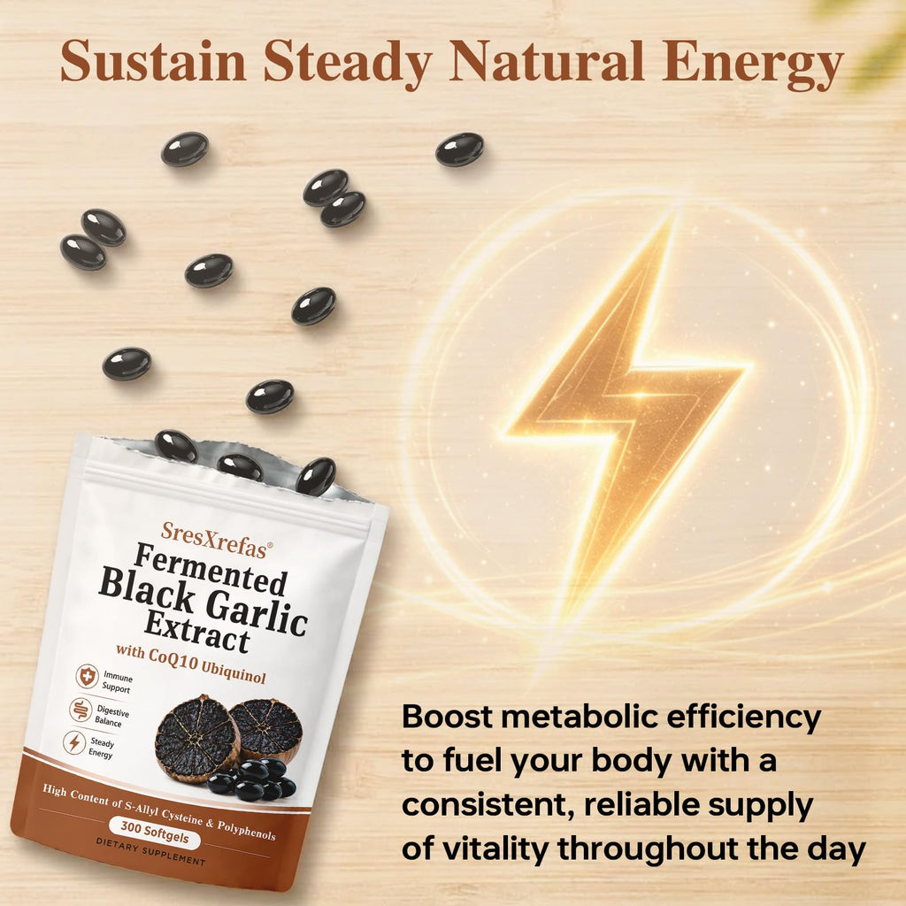 Black Garlic Extract with CoQ10, 300 Softgels I836