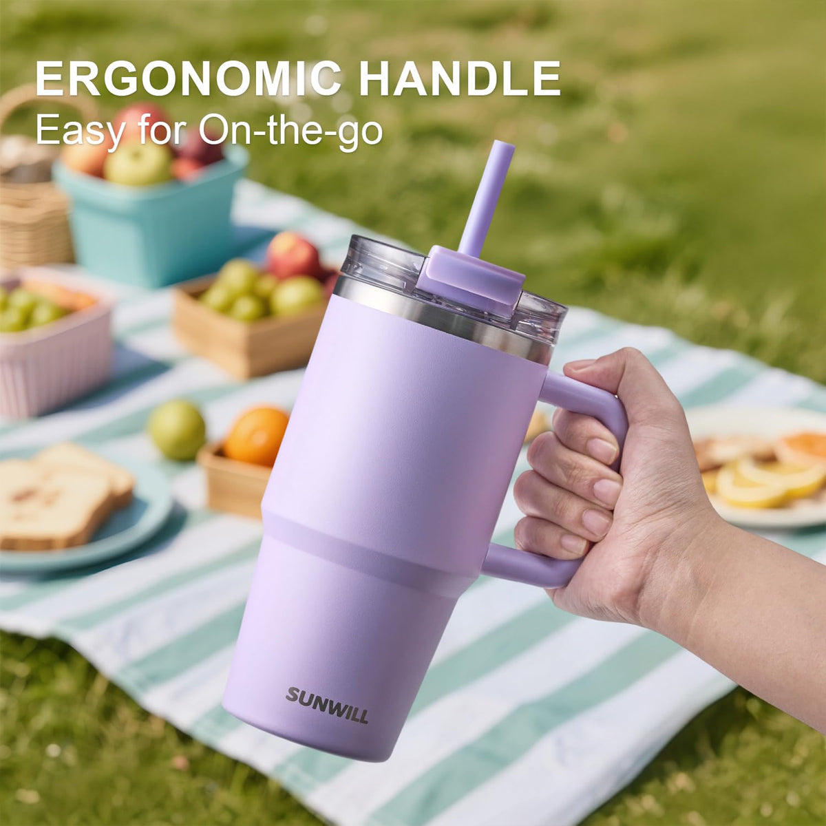 20 oz Insulated Stainless Steel Tumbler with Handle and Straw P150