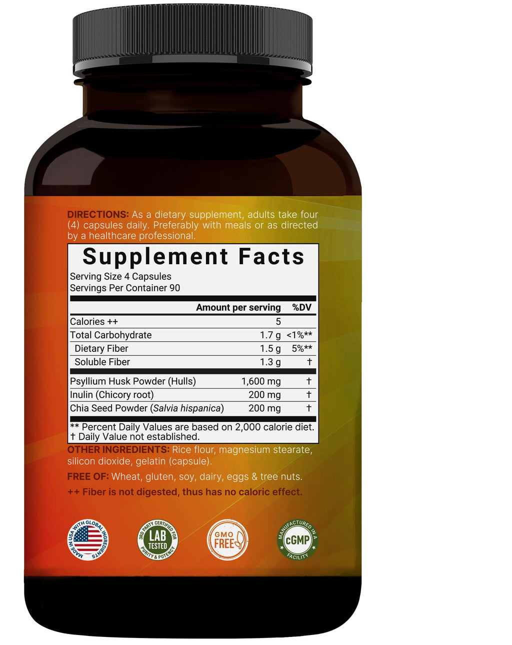 Psyllium Husk Fiber Capsules 2,000mg 360 Caps I88972