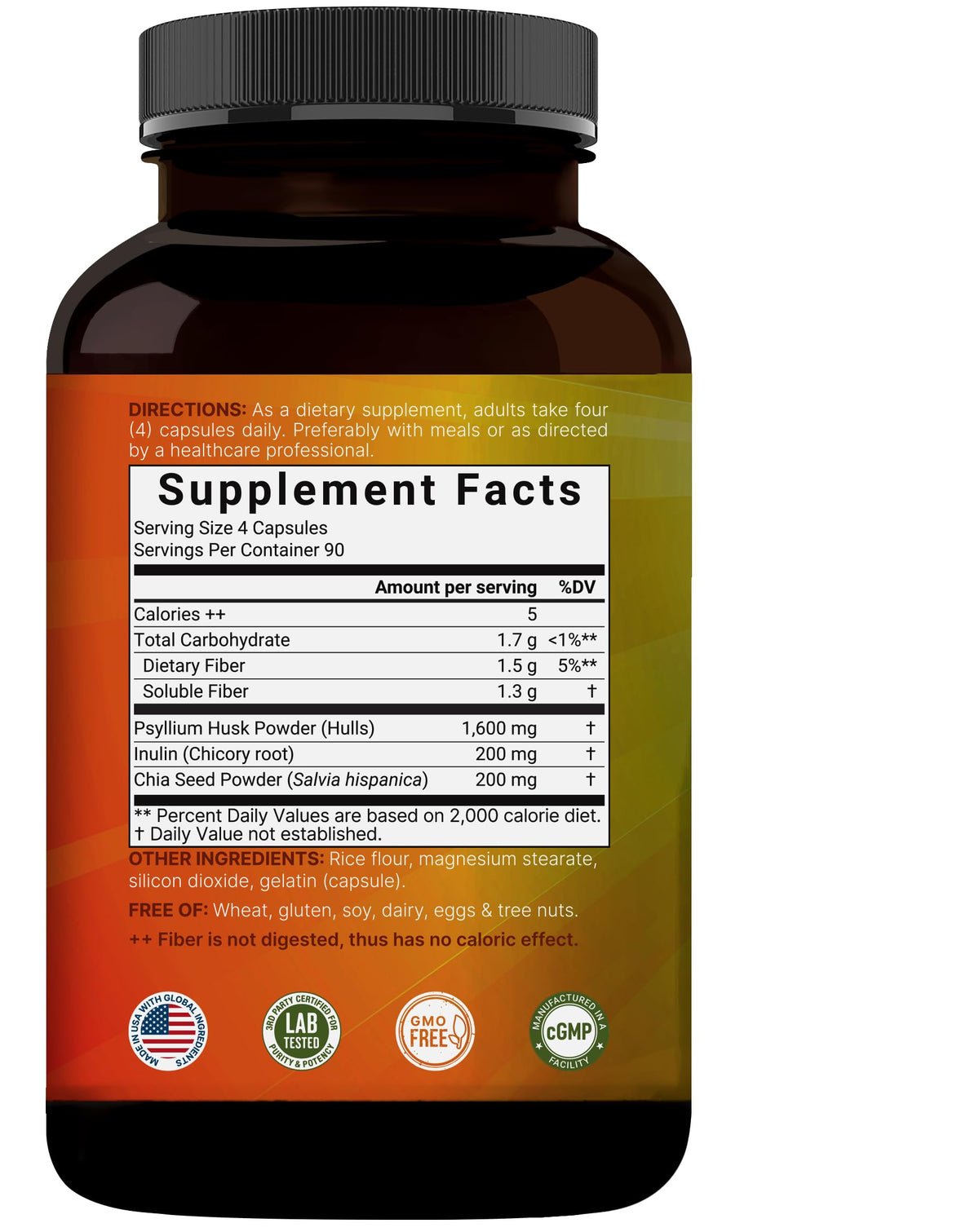 Psyllium Husk Fiber Capsules 2,000mg 360 Caps I88972