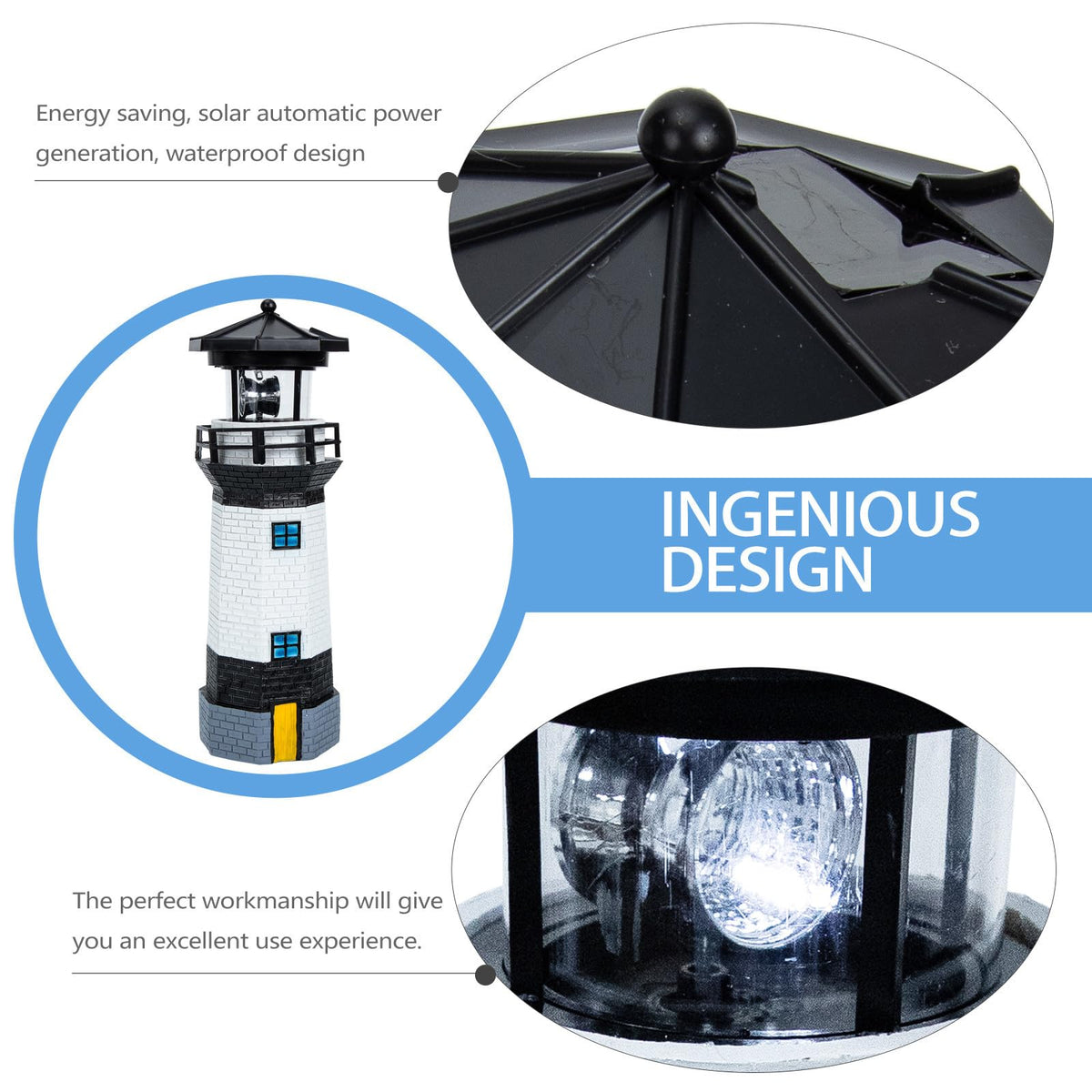 Solar Powered Lighthouse Resin LED Light P264