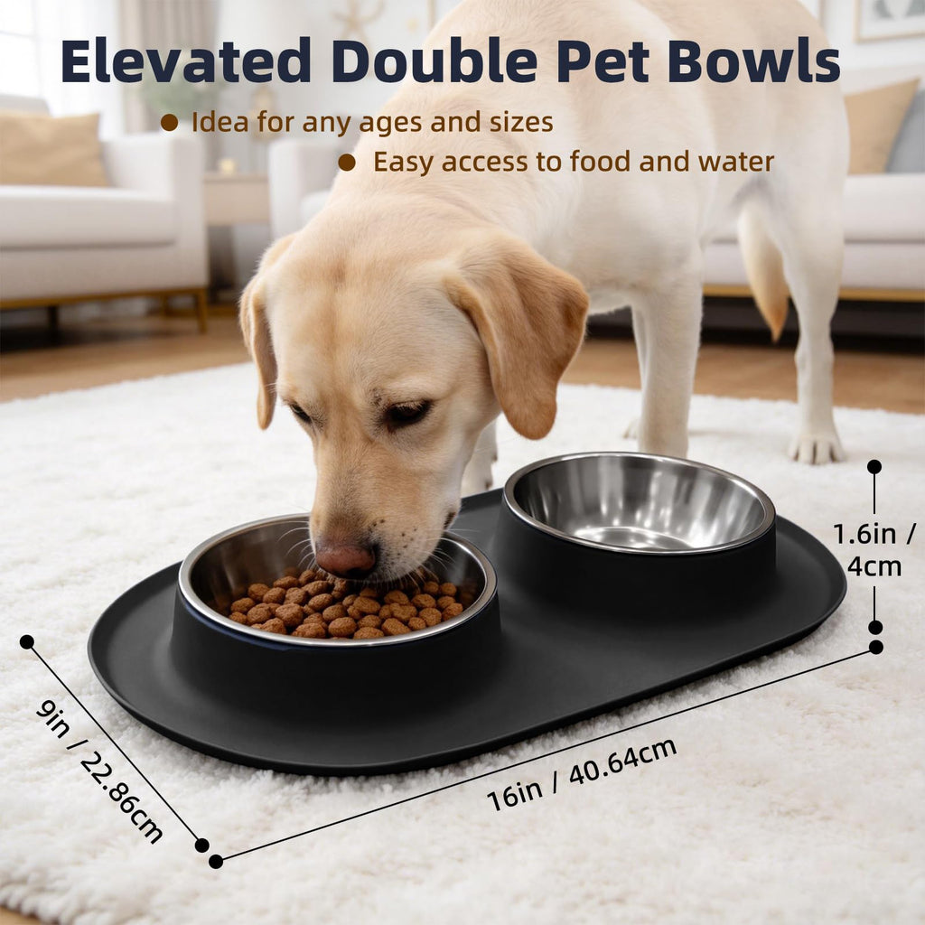 Stainless Steel Cat Food Bowls with Non-Slip Mat, 1.5 Cups Each K548740
