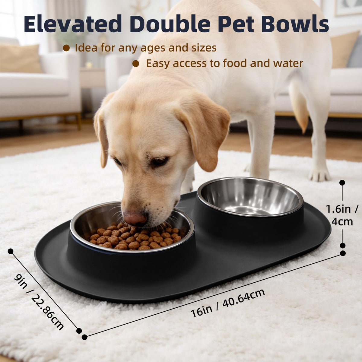 Stainless Steel Cat Food Bowls with Non-Slip Mat, 1.5 Cups Each K548740
