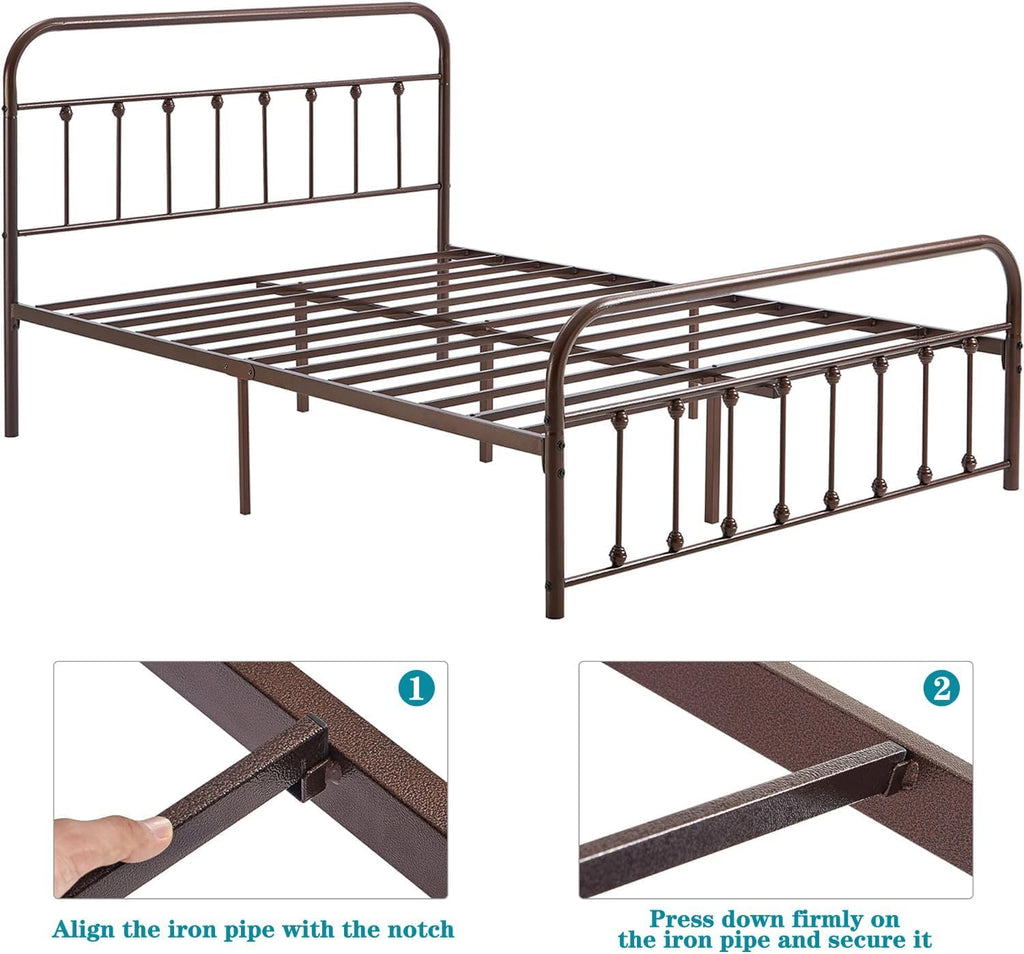 Full Size Metal Bed Frame with Headboard and Footboard C8315