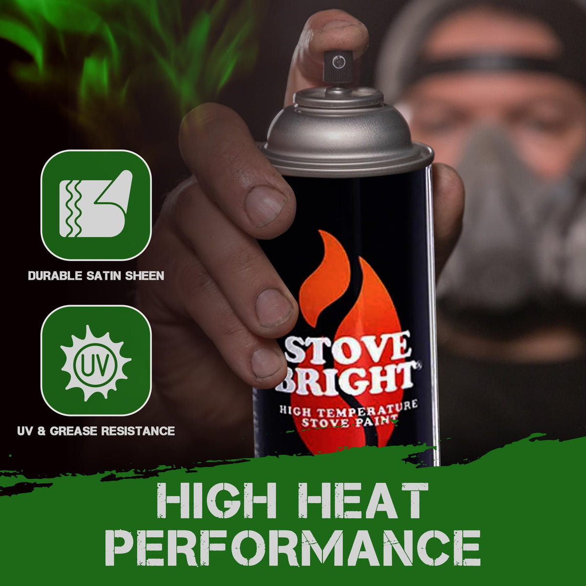 High Temp Satin Spray Paint for Metal, Forest Green, 12 Oz X66550