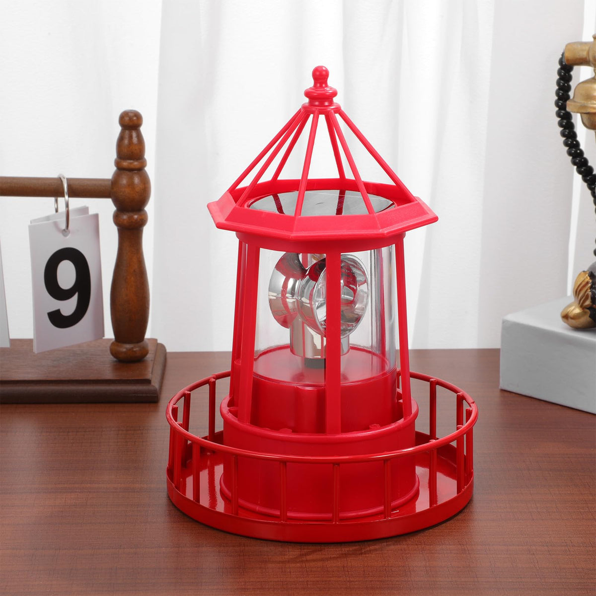 Rotating Metal Solar Lighthouse B139418