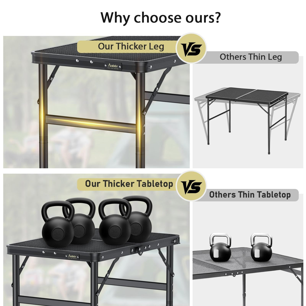 2ft Folding Camping Grill Table Black X906