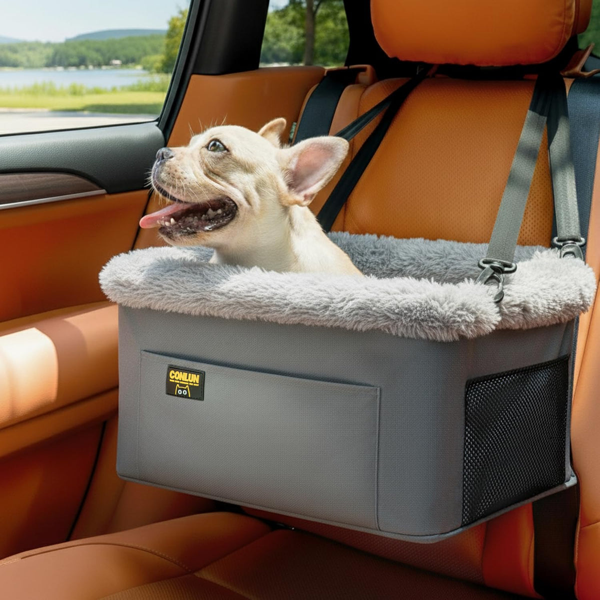 Dog Car Seat Booster Steel Frame Grey X475269