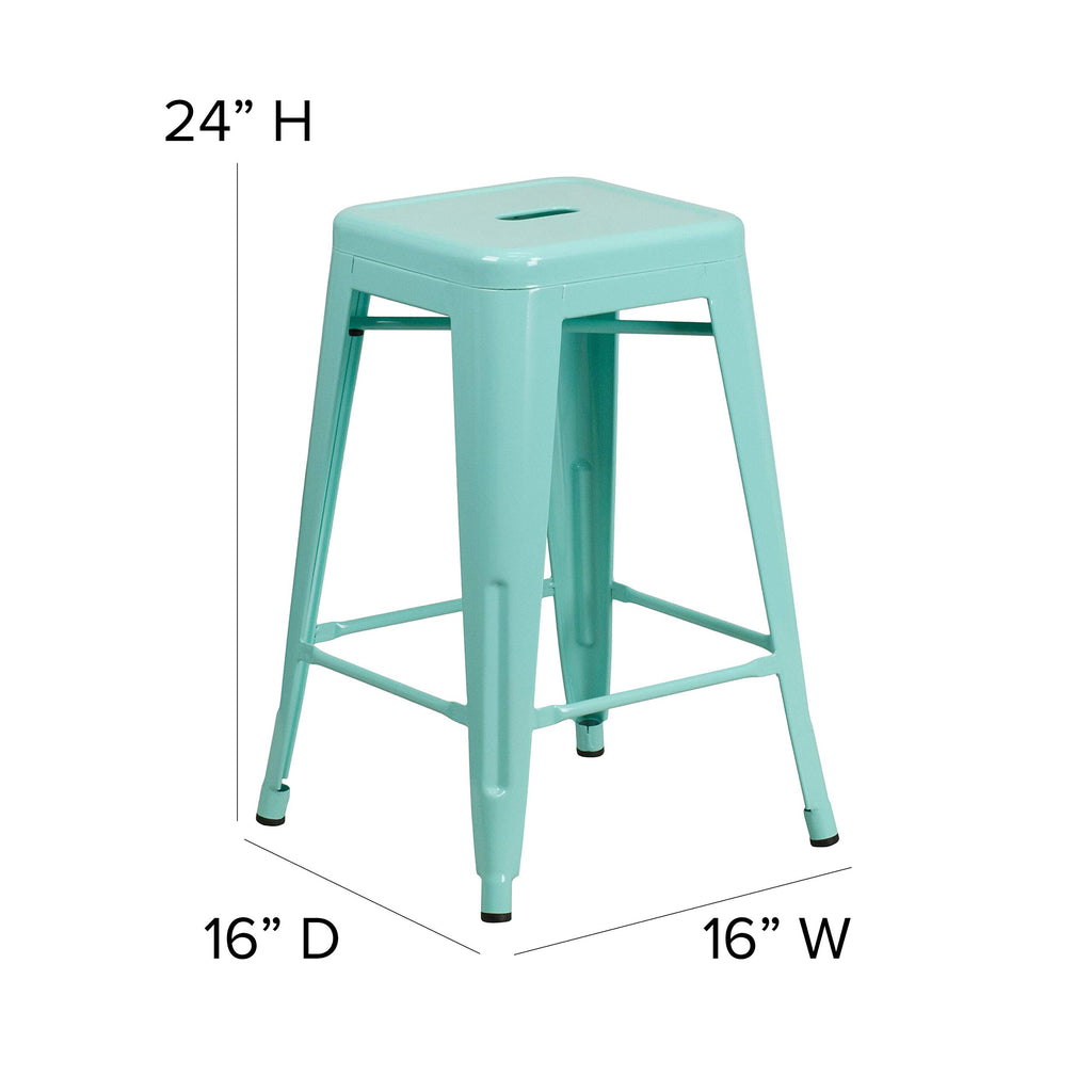 Mint Green Indoor-Outdoor Counter Height Stool D73741