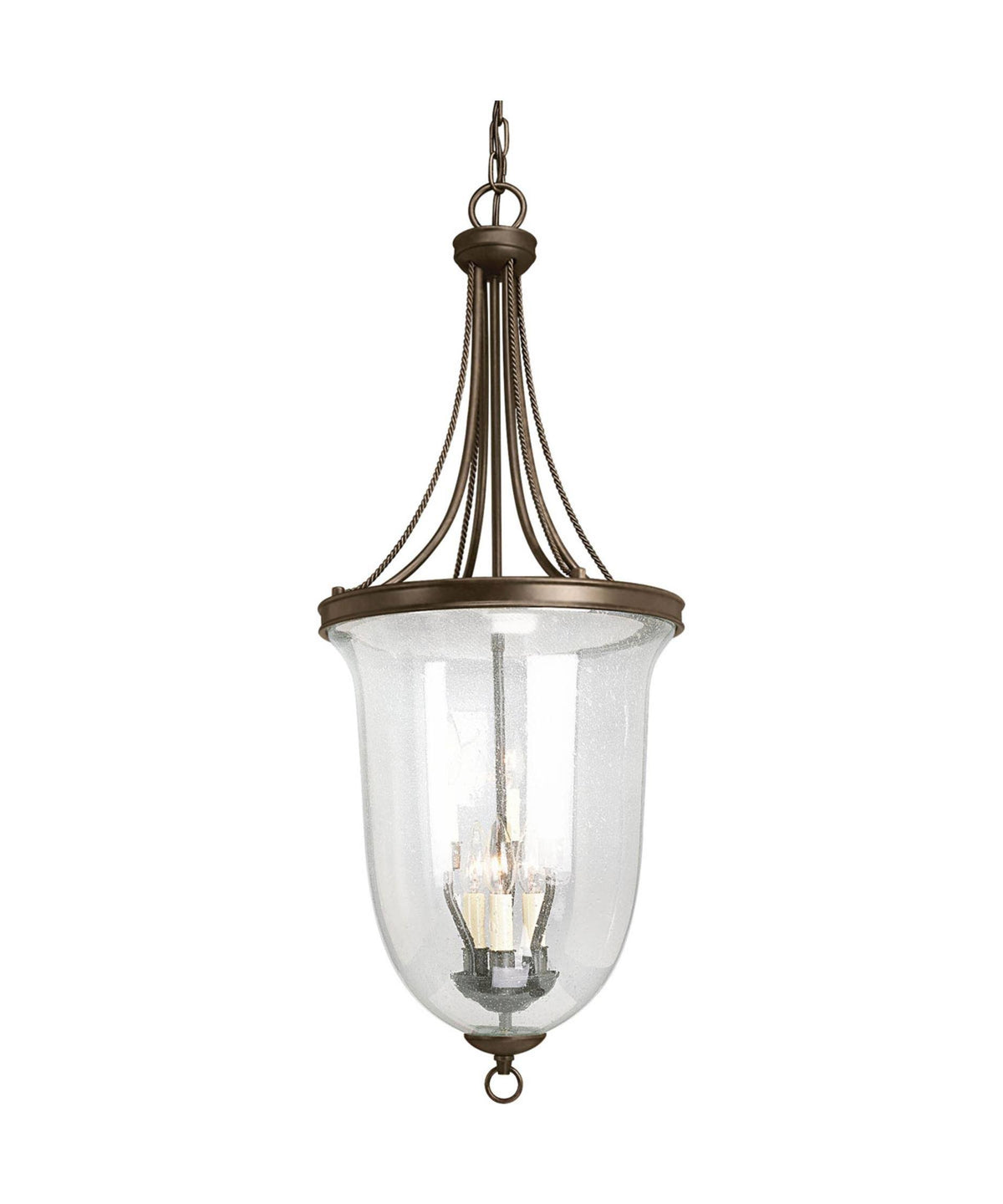 Antique Bronze Seeded Glass Pendant Light N38436