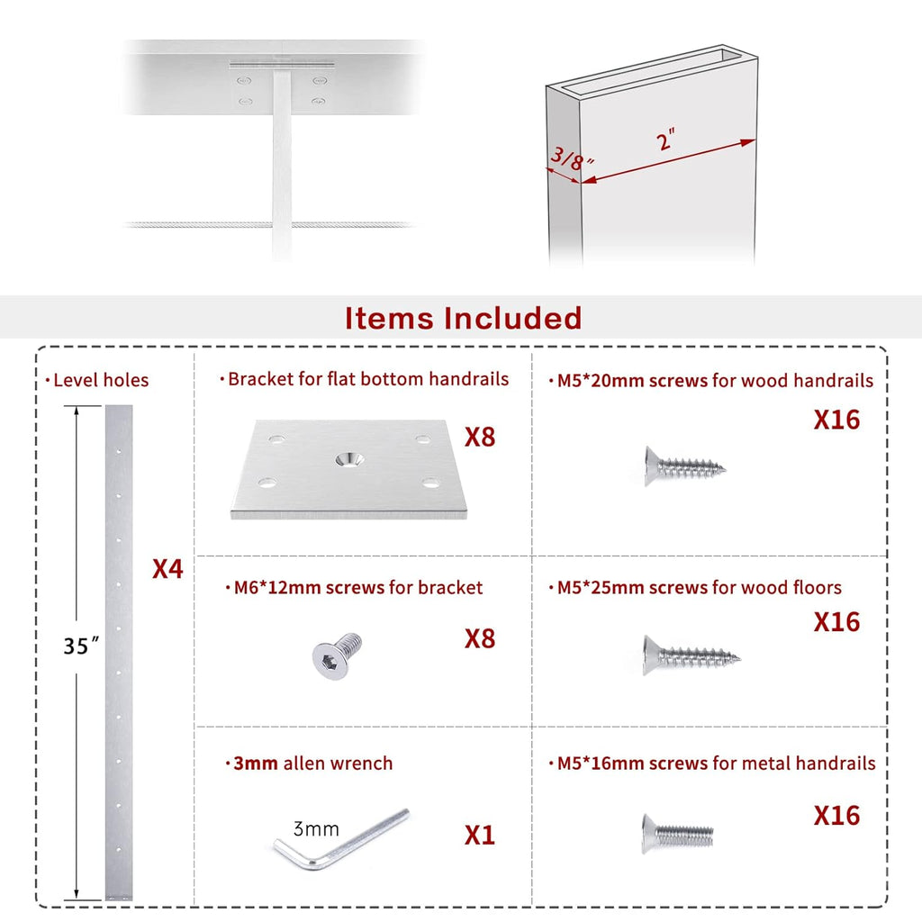 4 Pack Stainless Steel Cable Railing Post F592150